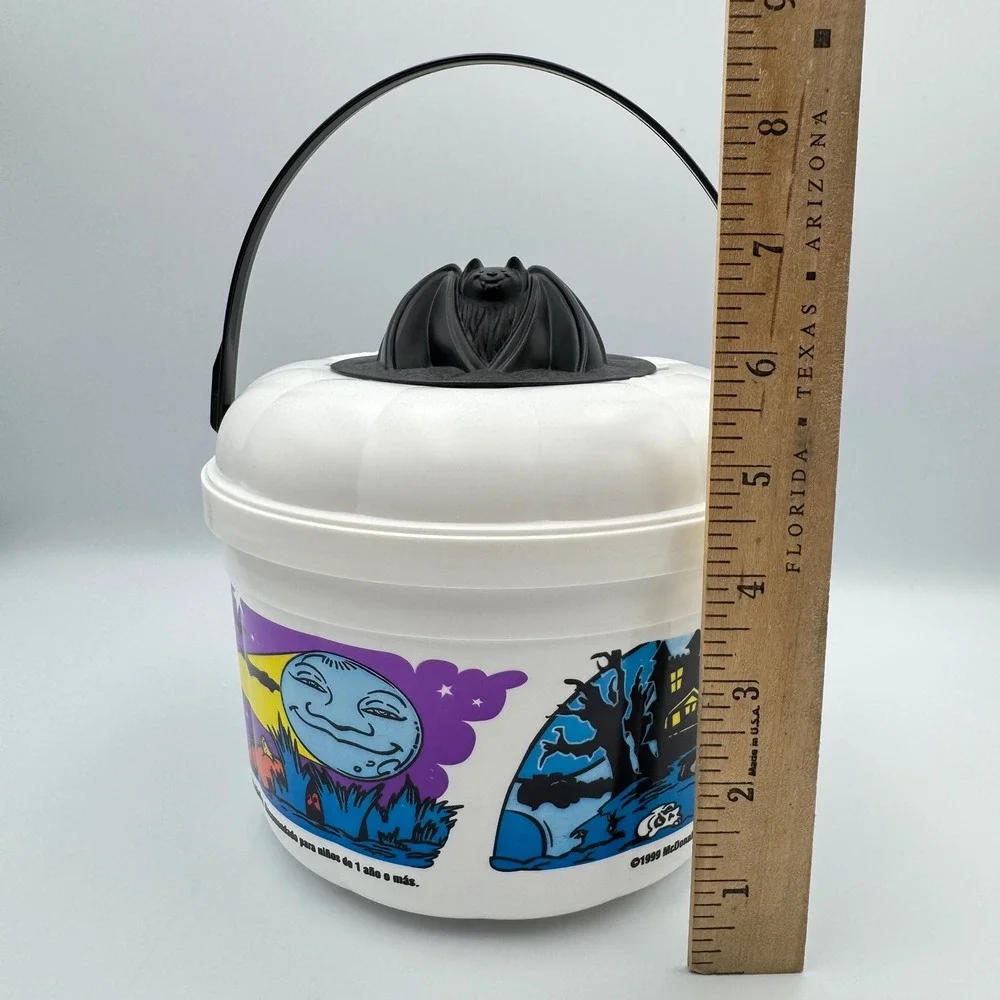 Vintage 1993 McDonalds‎ Halloween Bucket Pail Bat Lid Ronald Grimace Hamburglar